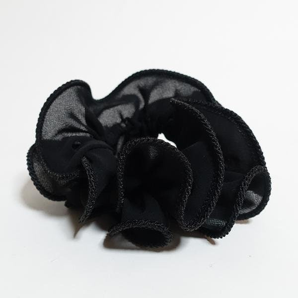 veryshine.com Scrunchies Black (Black trim) Chiffon Scrunchie Thread Trim Hair scrunchy Women Hair Tie Accessory scrunchies