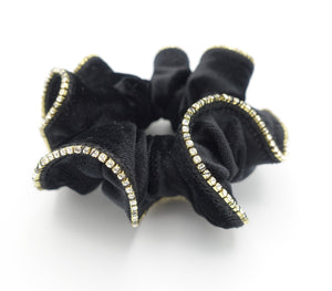 veryshine.com Scrunchies Black crystal rhinestone decorated velvet scrunchies women hair elastic tie scrunchy