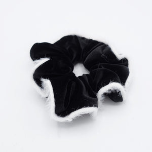 veryshine.com Scrunchies Black fabric fur trim velvet scrunchies cute hair elastic for women