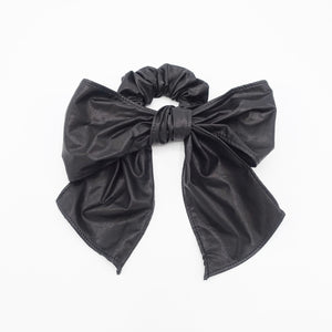 veryshine.com Scrunchies Black faux leather bow knot scrunchies stylish tail bow hair tie accessory for women