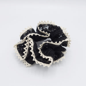 veryshine.com Scrunchies Black floral lace scrunchies,, double edge scrunchies for women