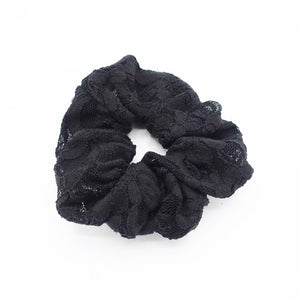 veryshine.com Scrunchies Black floral lace scrunchies flower petal hair elastic women hair tie