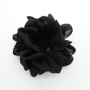veryshine.com Scrunchies Black glossy chiffon loop wave flower hair scrunchies women hair elastic accessory