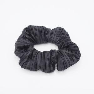 veryshine.com Scrunchies Black glossy pleated scrunchies, medium scrunchies for women