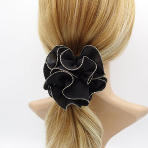 veryshine.com Scrunchies Black golden edge chiffon scrunchies ruffle hair tie for women