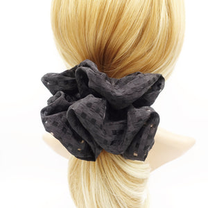 veryshine.com Scrunchies Black grid mesh oversized scrunchies large hair elastic scrunchie hair accessory for women