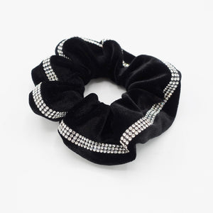 veryshine.com Scrunchies Black hotfix decorated velvet scrunchies medium scrunchy Fall Winter hair accessory
