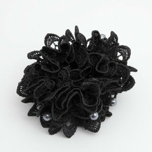 veryshine.com Scrunchies Black lace sleek pearl ball beaded scrunchy woman elastic hair ties scrunchies