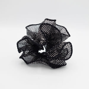 veryshine.com Scrunchies Black mesh lame hair scrunchies glittering hair elastic for women