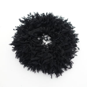 veryshine.com Scrunchies Black mesh poodle fringe scrunchies unique volume hair scrunchies women hair accessoryes