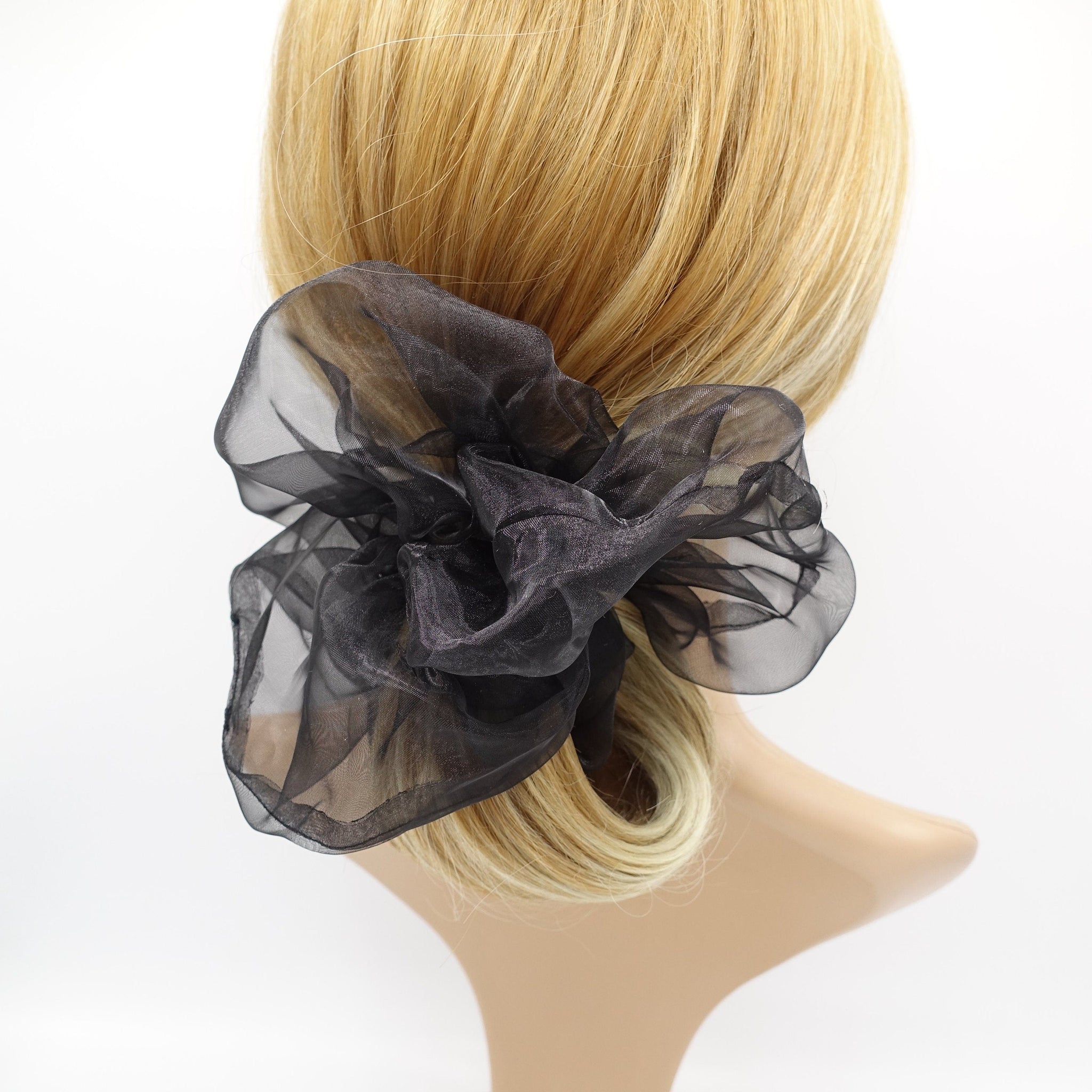 veryshine.com Scrunchies Black neutral organza scrunchies oversized scrunchy hair elastic for women