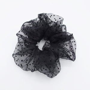 veryshine.com Scrunchies Black organza scrunchies velvet dot hair elastic scrunchie for women