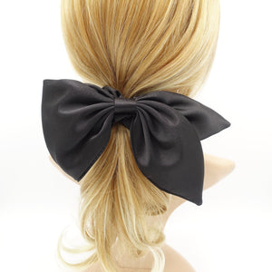 veryshine.com Scrunchies Black satin bow scrunchies glossy swallow tail scrunchie women hair elastic