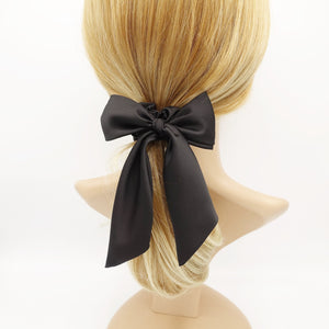 veryshine.com Scrunchies Black satin hair bow knot scrunchies glossy tail bow scrunchy women hair accessory