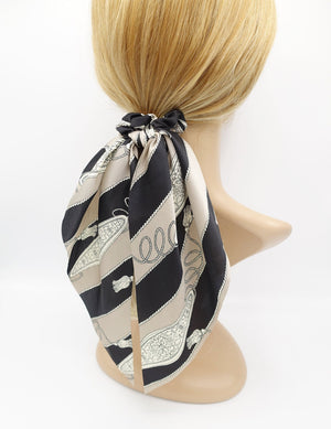 veryshine.com Scrunchies Black satin tassel rope print scrunchies wing knot hair elastic glossy scrunchy
