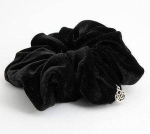 veryshine.com Scrunchies Black Solid Color Velvet Scrunchies Fall Winter Hair Elastics Women Hair Accessories