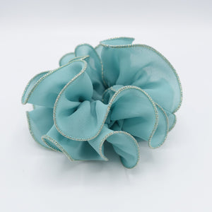 veryshine.com Scrunchies Blue green golden edge chiffon scrunchies ruffle hair tie for women