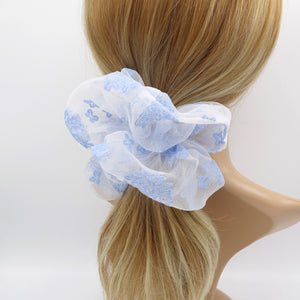 veryshine.com Scrunchies Blue organa oversized scrunchies floral hair tie scrunchie for women