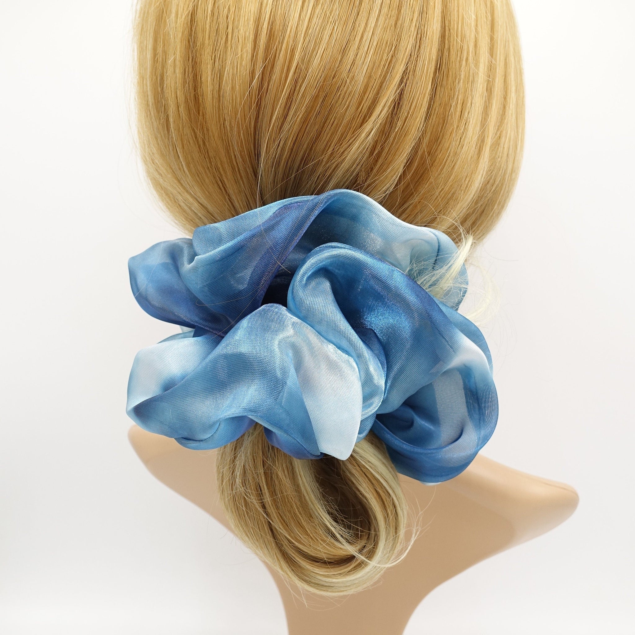 veryshine.com Scrunchies Blue organza scrunchies tie dye hair elastic gradation oversized scrunchies pretty hair scrunchie for women