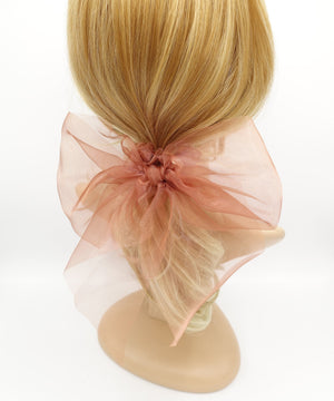 veryshine.com Scrunchies Brown organza bow knot scrunchies see through hair elastic tie women hair accessory