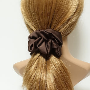veryshine.com Scrunchies Brown soft glossy satin scrunchies basic women hair tie scrunchie