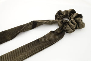 veryshine.com Scrunchies Brown velvet stripe long tail bow knot scrunchies women hair elastic tie scrunchie accessory
