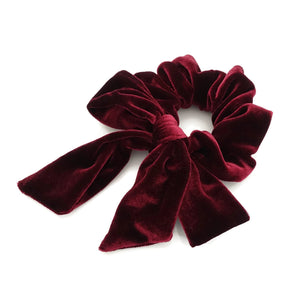 veryshine.com Scrunchies Burgundy velvet bow knot scrunchies falling tail hair tie scrunchy hair accessories