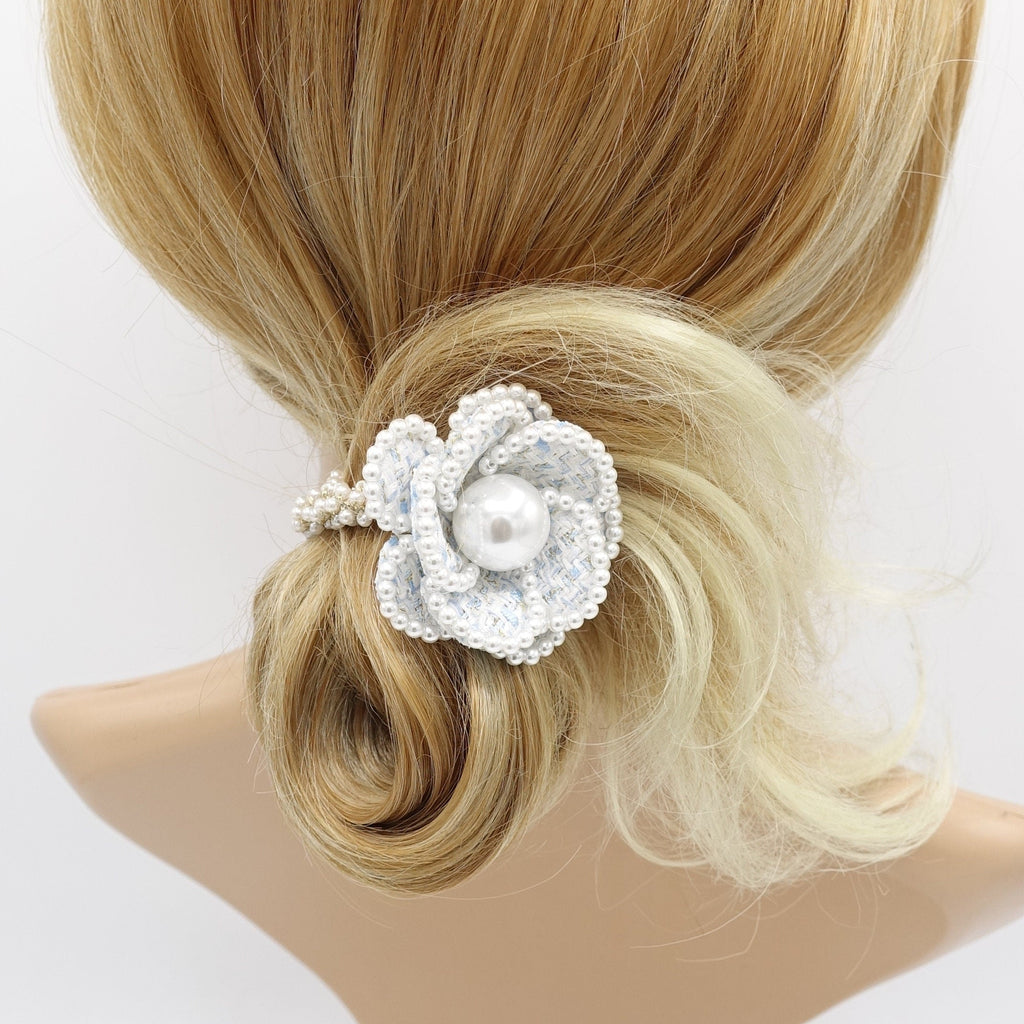 veryshine.com Scrunchies camellia scrunchies, pearl flower hair ties, flower scrunchies for women