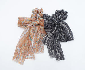 veryshine.com Scrunchies chiffon scarf scrunchies paisley print bow knot hair elastic scrunchie for women