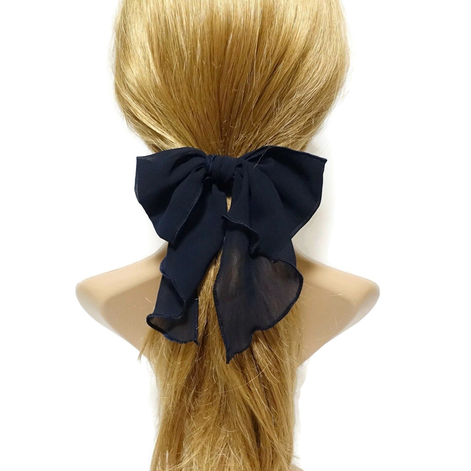 veryshine.com Scrunchies Chiffon solid color bow knot hair tie elastic ponytail holder for women