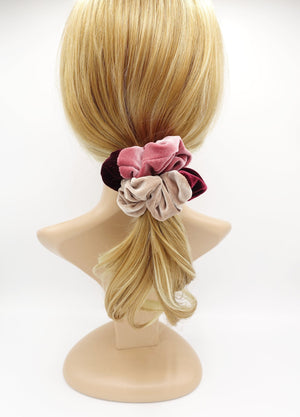 veryshine.com Scrunchies color block velvet hair scrunchies for women