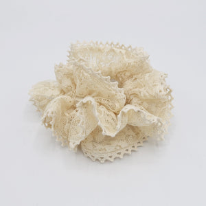 veryshine.com Scrunchies Cream beige floral lace scrunchies,, double edge scrunchies for women