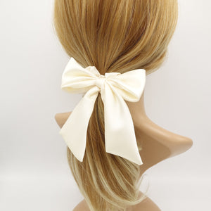 veryshine.com Scrunchies Cream satin hair bow knot scrunchies glossy tail bow scrunchy women hair accessory