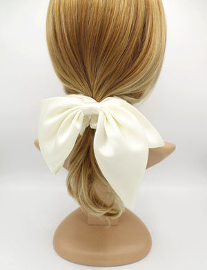 veryshine.com Scrunchies Cream white satin bow scrunchies glossy swallow tail scrunchie women hair elastic