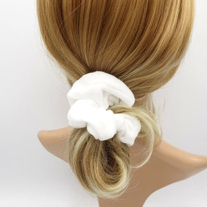 veryshine.com Scrunchies Cream white terry cloth scrunchies solid cotton scrunchies hair elastic accessory for women