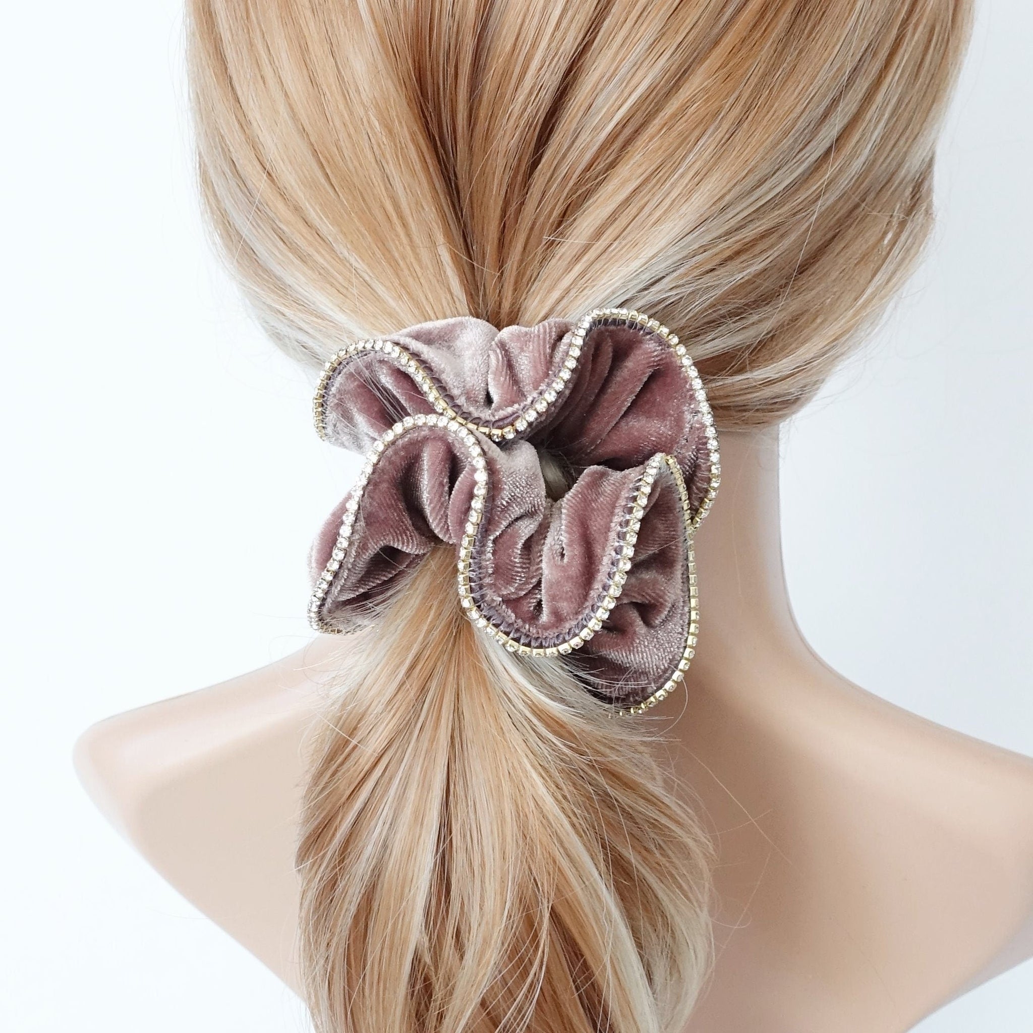 veryshine.com Scrunchies crystal rhinestone decorated velvet scrunchies women hair elastic tie scrunchy
