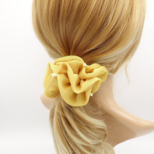 veryshine.com Scrunchies cultivated pearl chiffon scrunchies double edge scrunchy women hair elastic tie