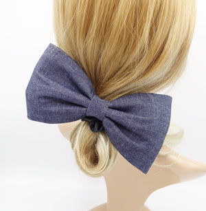 veryshine.com Scrunchies Dark blue big denim bow hair tie scrunchies