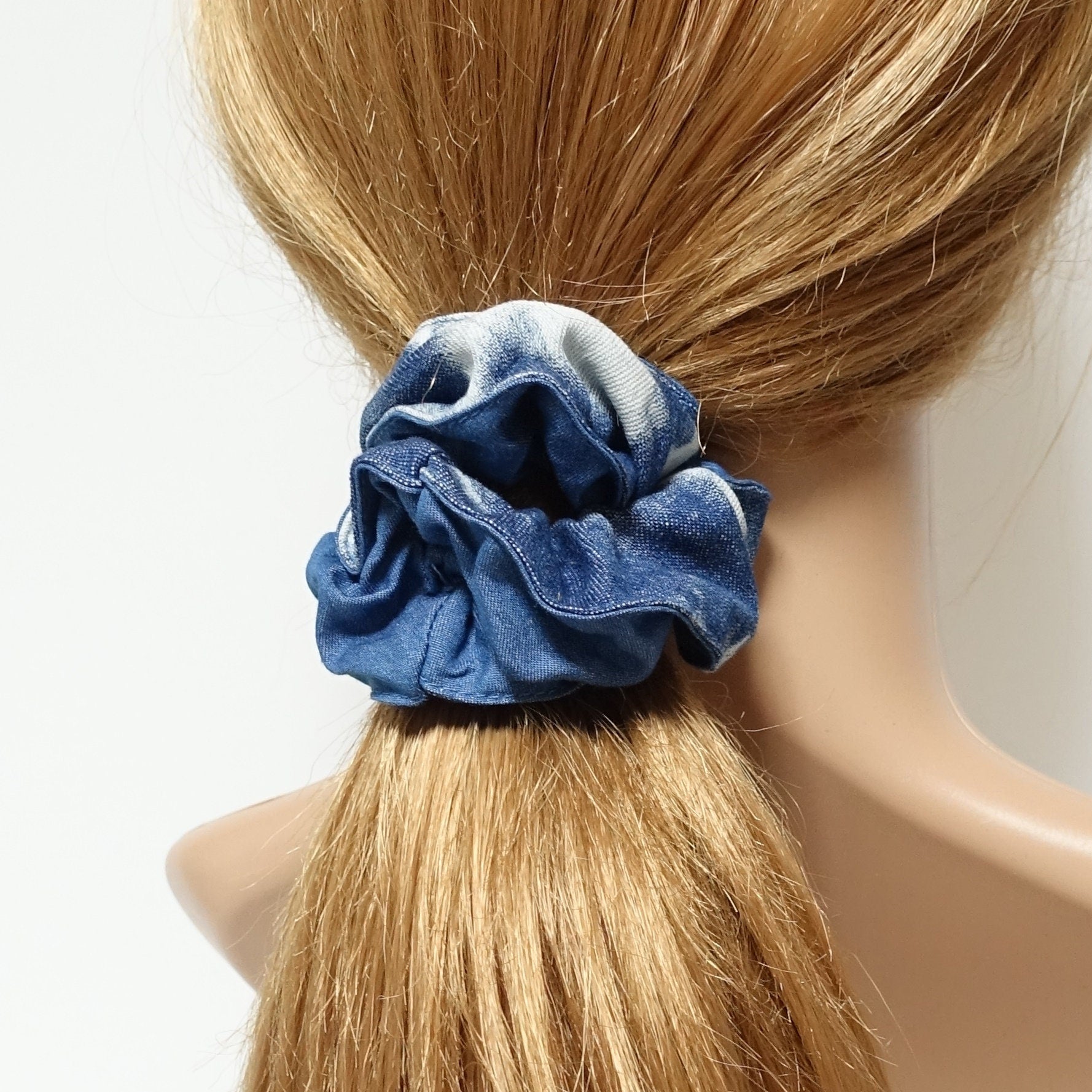 veryshine.com Scrunchies denim edge trim pattern print scrunchy cotton hair scrunchies for women