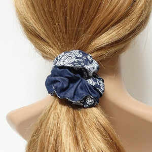 veryshine.com Scrunchies denim edge trim pattern print scrunchy cotton hair scrunchies for women