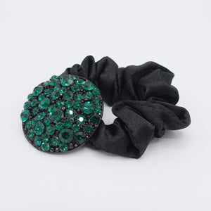 veryshine.com Scrunchies Emerald rhinestone disc hair tie satin scrunchies
