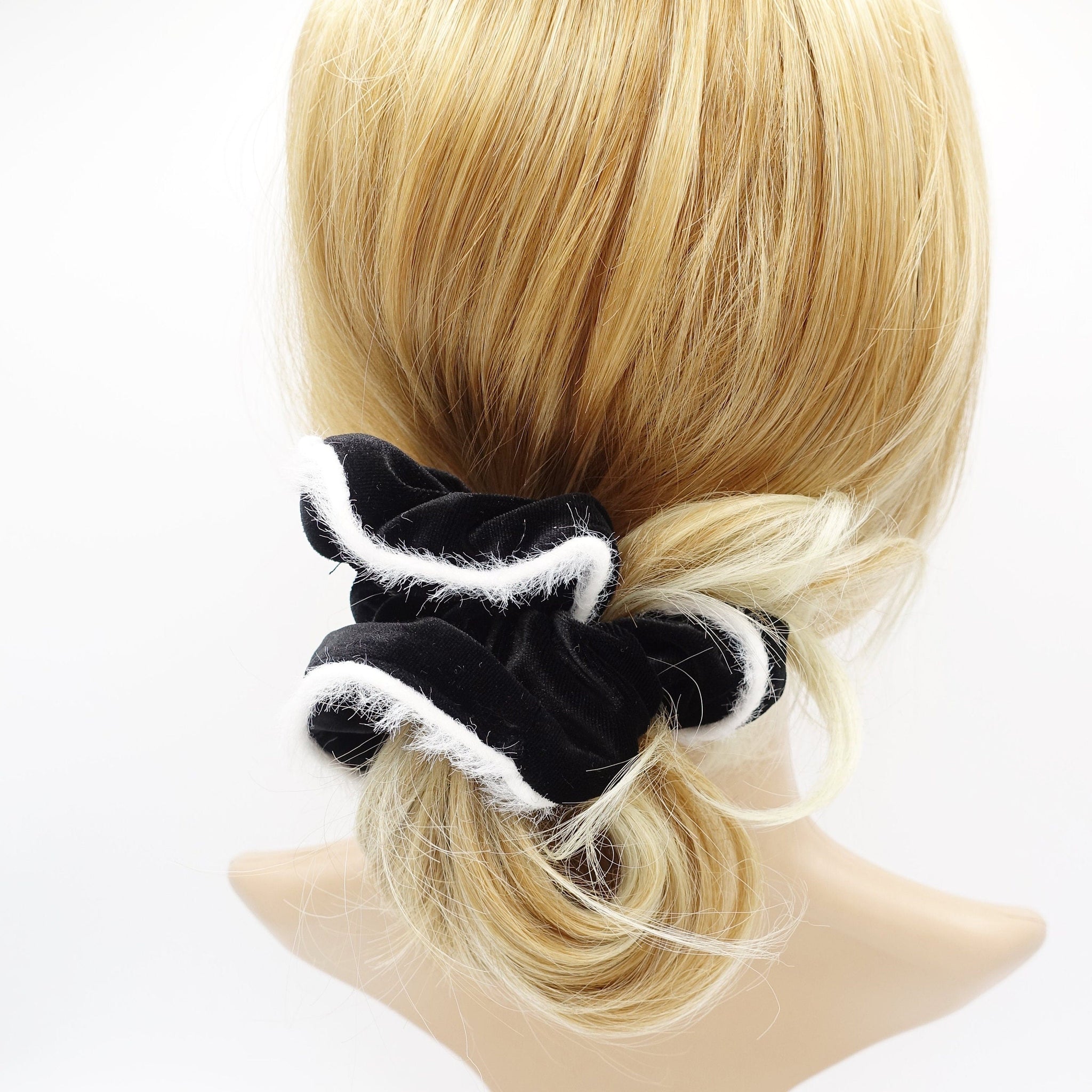veryshine.com Scrunchies fabric fur trim velvet scrunchies cute hair elastic for women