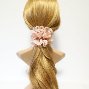 veryshine.com Scrunchies Floral Lace scrunchy petal edge chiffon scrunchies Hair Elastic Ponytail Holder Women Hair tie scrunchie