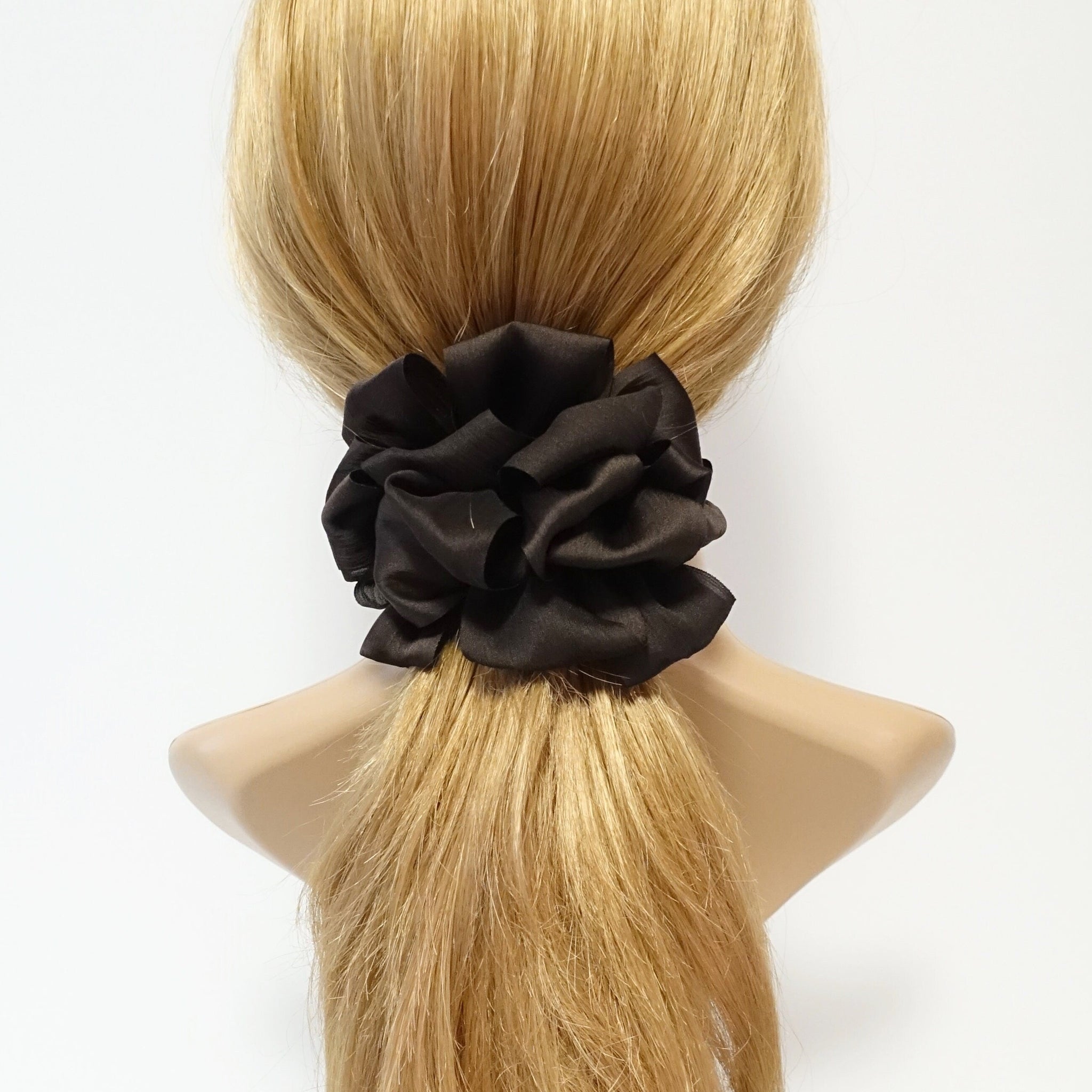 veryshine.com Scrunchies glossy chiffon loop wave flower hair scrunchies women hair elastic accessory