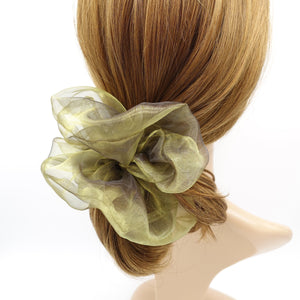 veryshine.com Scrunchies Golden Khaki neutral organza scrunchies oversized scrunchy hair elastic for women