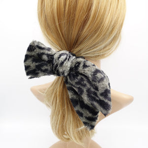 veryshine.com Scrunchies Gray fur hair bow scrunchies leopard print hair tie stylish hair accessory for women