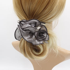 veryshine.com Scrunchies Gray organza flower scrunchies hair elastic for women