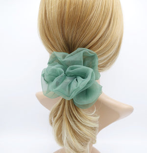 veryshine.com Scrunchies Green solid organza scrunchies see-through scrunchie woman hair accessory