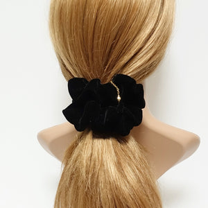 veryshine.com scrunchies/hair holder 5 black silk velvet scrunchies soft fabric velvet hair scrunchie for women