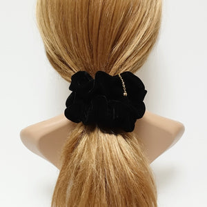 veryshine.com scrunchies/hair holder 5 black silk velvet scrunchies soft fabric velvet hair scrunchie for women